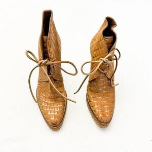 Ralph Lauren Collection Purple Label Crocodile Skin Textured Boot Size 40 Italy